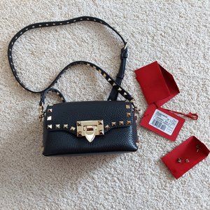 Valentino Garavani Rockstud Leather Black Bag Excellent Condition MSRP $1,245